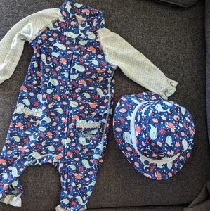 UV Skinz baby girl UPF 50+ swimsuit (6-12m) - hat and swimsuit included